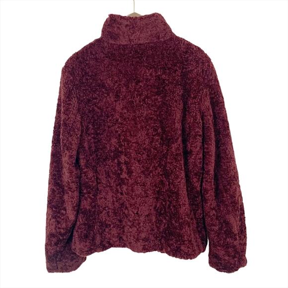 Pendleton Burgundy Zip Front Fleece Teddy Jacket Women's Size Medium - Picture 3 of 8